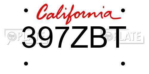 397ZBT California License Plate
