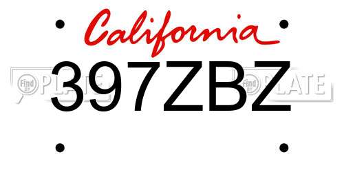 397ZBZ California License Plate