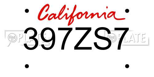 397ZS7 California License Plate