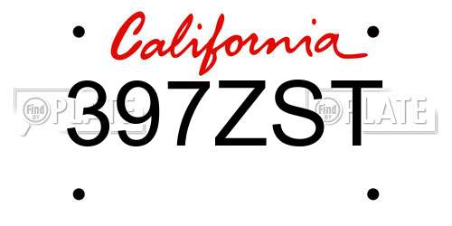 397ZST California License Plate