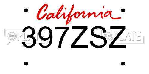 397ZSZ California License Plate