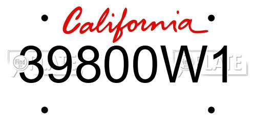 39800W1 California License Plate
