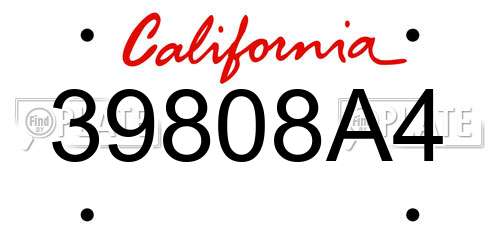 39808A4 California License Plate