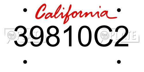 39810C2 California License Plate