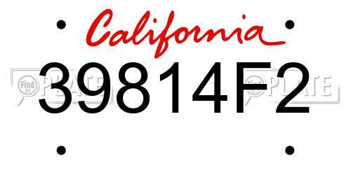 39814F2 California License Plate
