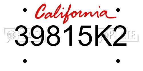 39815K2 California License Plate