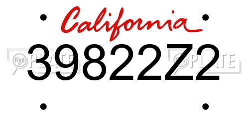 39822Z2 California License Plate