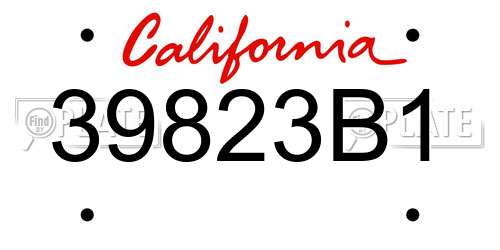 39823B1 California License Plate