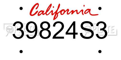 39824S3 California License Plate