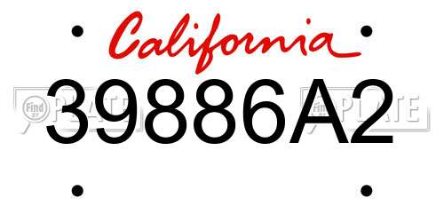 39886A2 California License Plate