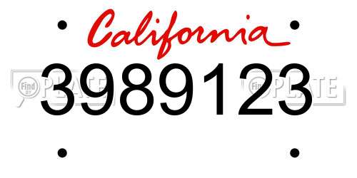 3989123 California License Plate