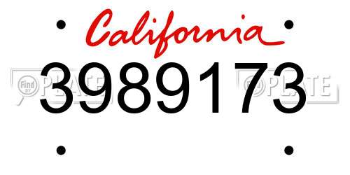 3989173 California License Plate