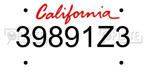 39891Z3 California License Plate