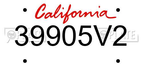 39905V2 California License Plate