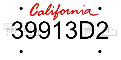 39913D2 California License Plate