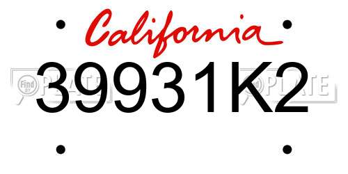 39931K2 California License Plate