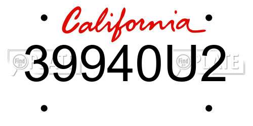 39940U2 California License Plate