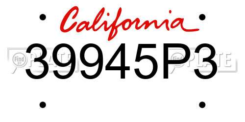 39945P3 California License Plate