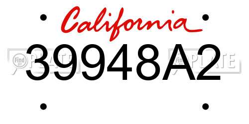 39948A2 California License Plate