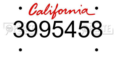 3995458 California License Plate