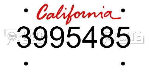 3995485 California License Plate