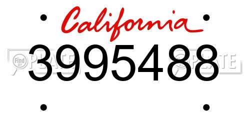 3995488 California License Plate