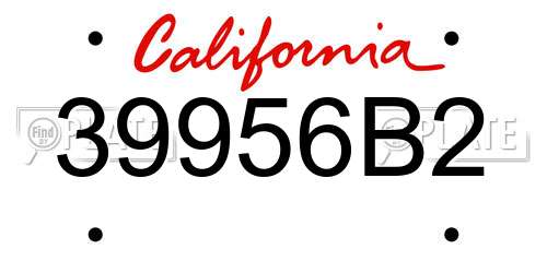 39956B2 California License Plate