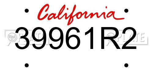 39961R2 California License Plate
