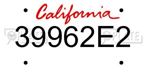 39962E2 California License Plate