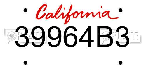 39964B3 California License Plate