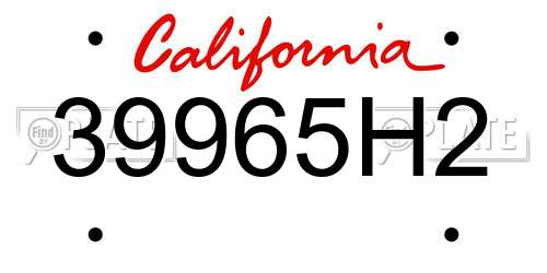 39965H2 California License Plate