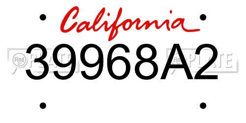 39968A2 California License Plate