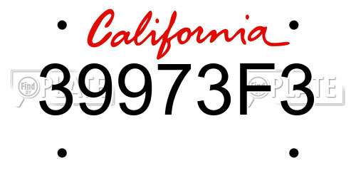 39973F3 California License Plate