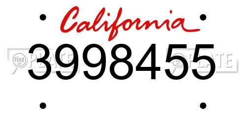 3998455 California License Plate