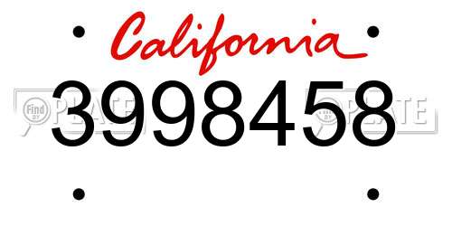 3998458 California License Plate