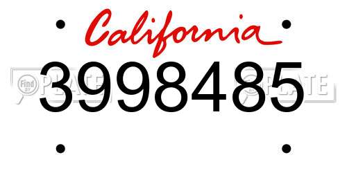 3998485 California License Plate