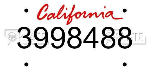 3998488 California License Plate
