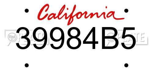39984B5 California License Plate