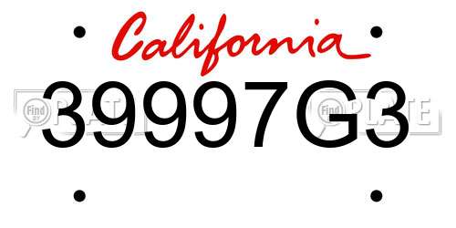 39997G3 California License Plate