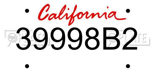 39998B2 California License Plate