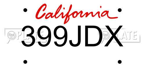 399JDX California License Plate