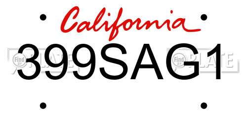 399SAG1 California License Plate