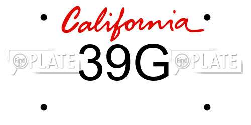 39G California License Plate