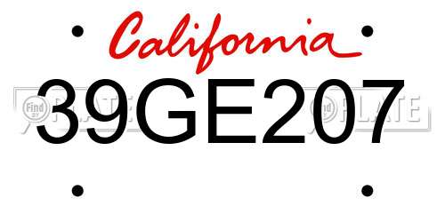 39GE207 California License Plate