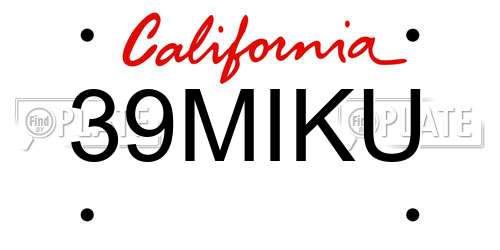 39MIKU California License Plate