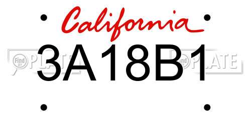 3A18B1 California License Plate