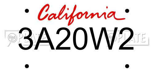 3A20W2 California License Plate