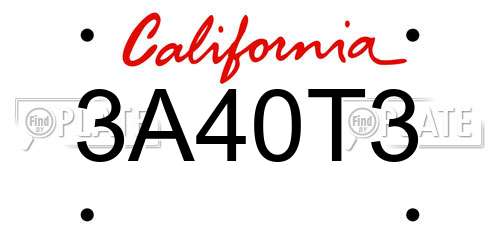 3A40T3 California License Plate