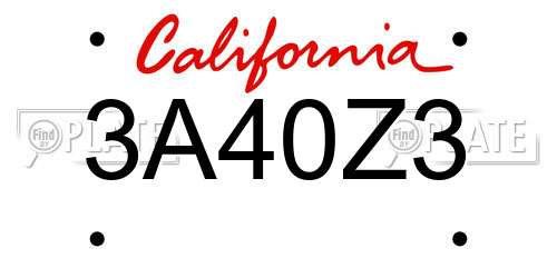 3A40Z3 California License Plate