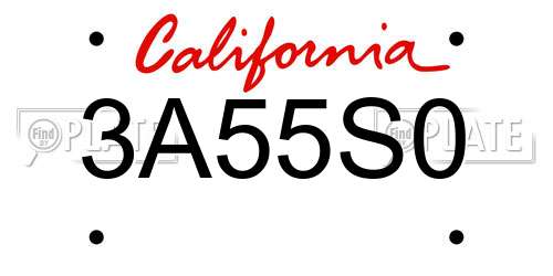 3A55S0 California License Plate